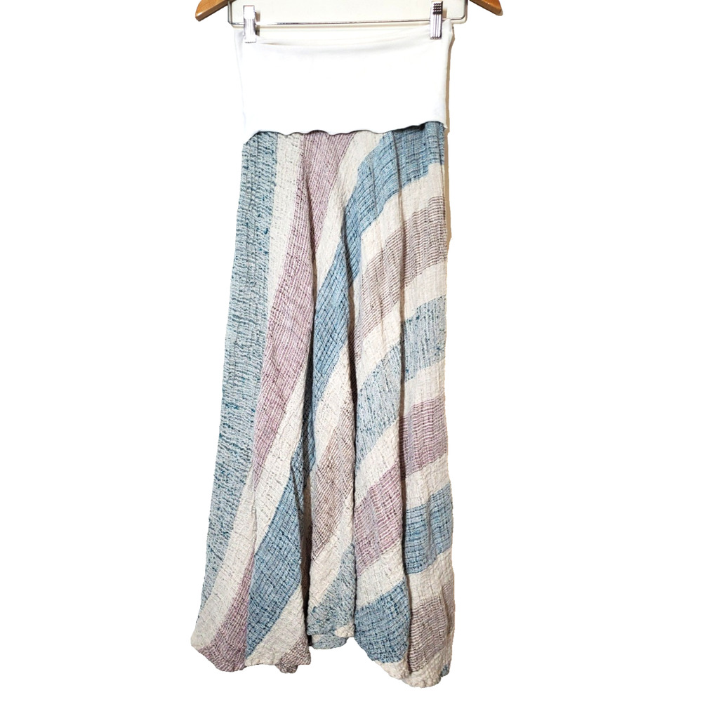 Made In Italy Womens Medium‎ Skirt Linen Maxi Foldover Waist Beach Bohemian